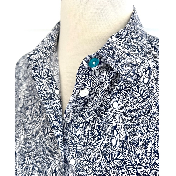 PS PAUL SMITH Button Down Shirt with Navy Blue Rabbit Print - 40 (US 4) - Picture 5 of 14